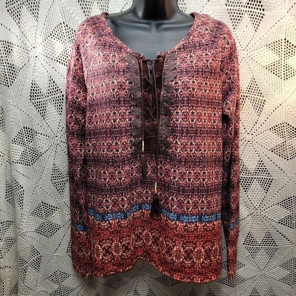 Vintage America Long Sleeve Bohemian knit top size XL NWT